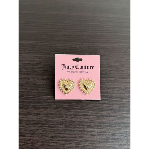 Juicy Couture Heart Pearl Earrings - Picture 1 of 3